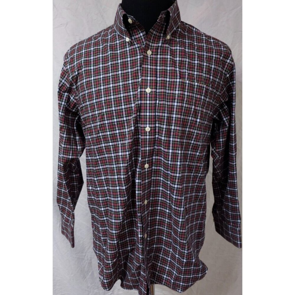Lauren Ralph Lauren Mens 16.5/32-33 Red Plaid Classic Fit No Iron Button Shirt